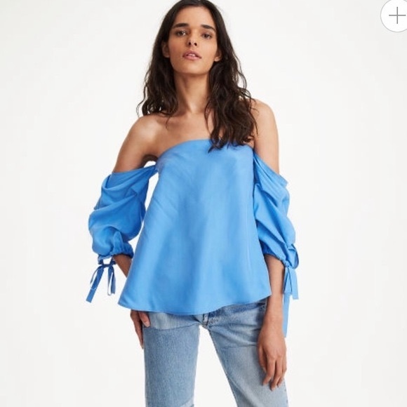 Club Monaco Blue Liki top size 4, 100% silk - Picture 1 of 3